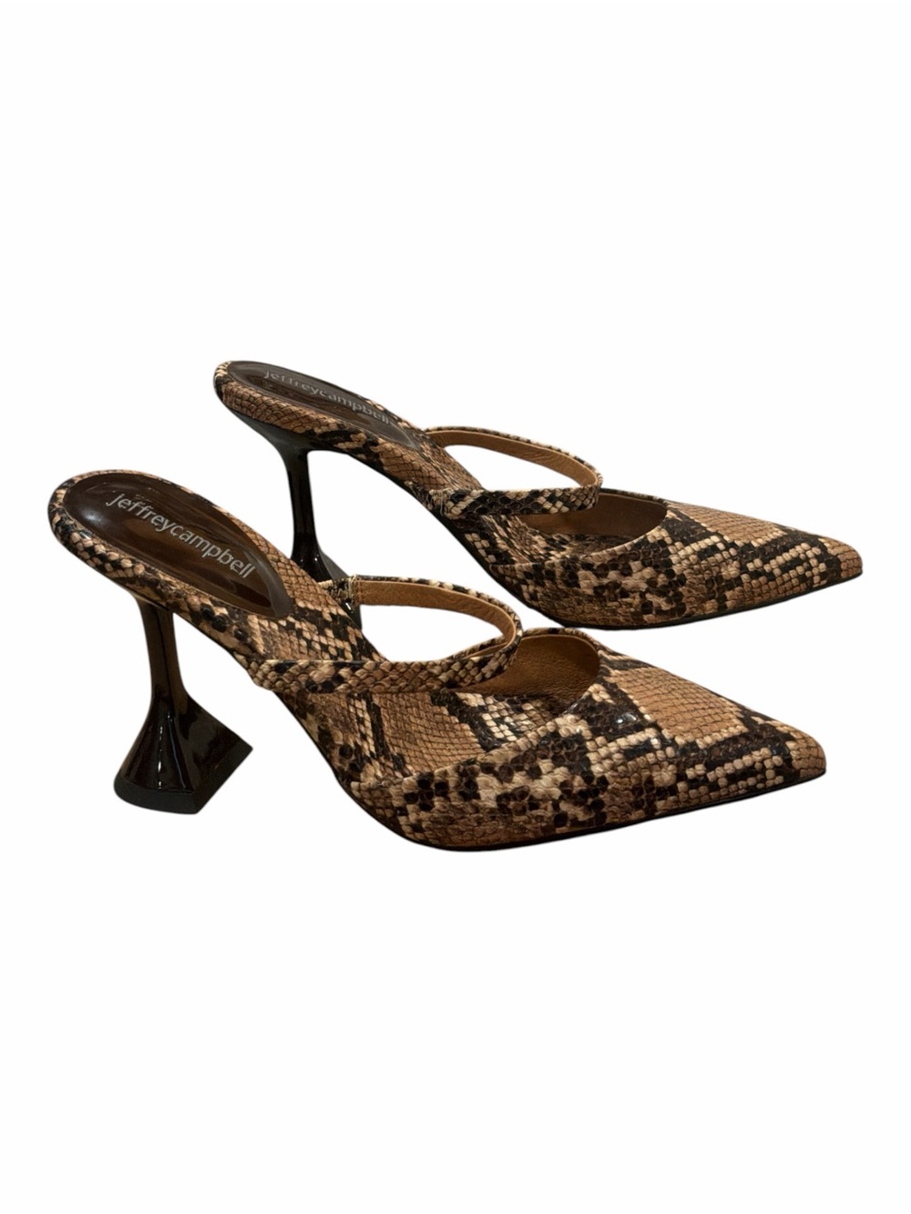 Jeffrey Campbell Snakeskin Pointed Toe Mules Heels 7.5